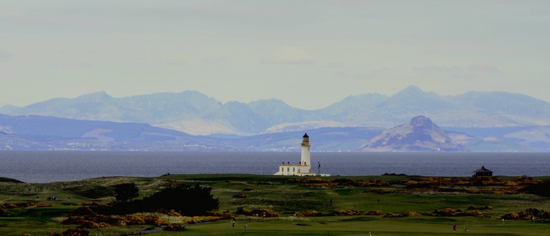 Turnberry Lighthouse and Arran from The Hotel